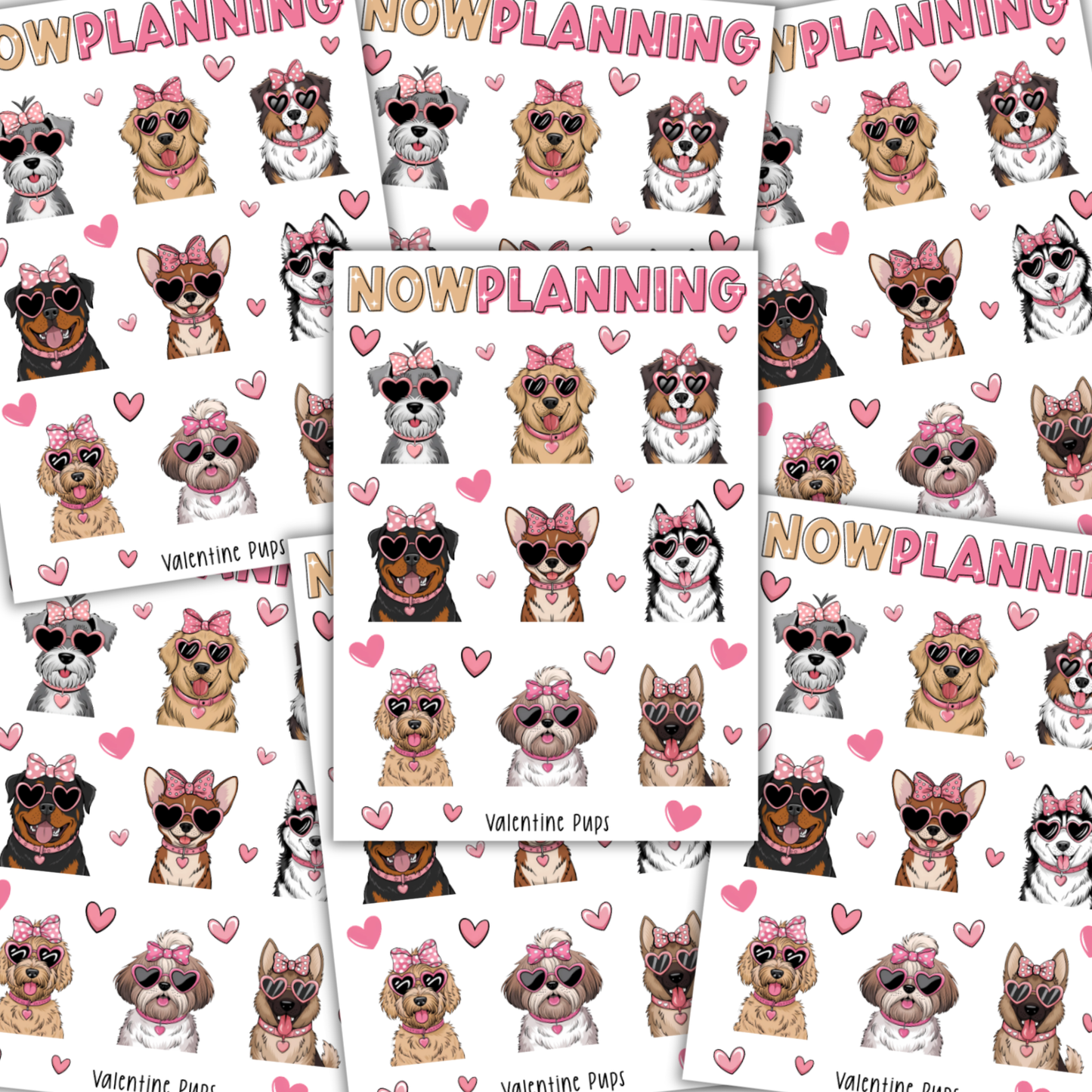 Valentine Pups Sticker Sheet | Valentine's Day Stickers |  Journal Stickers, Planner Stickers, Scrapbook Stickers