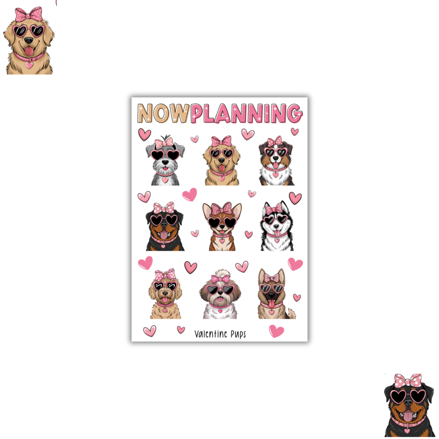 Valentine Pups Sticker Sheet | Valentine's Day Stickers |  Journal Stickers, Planner Stickers, Scrapbook Stickers