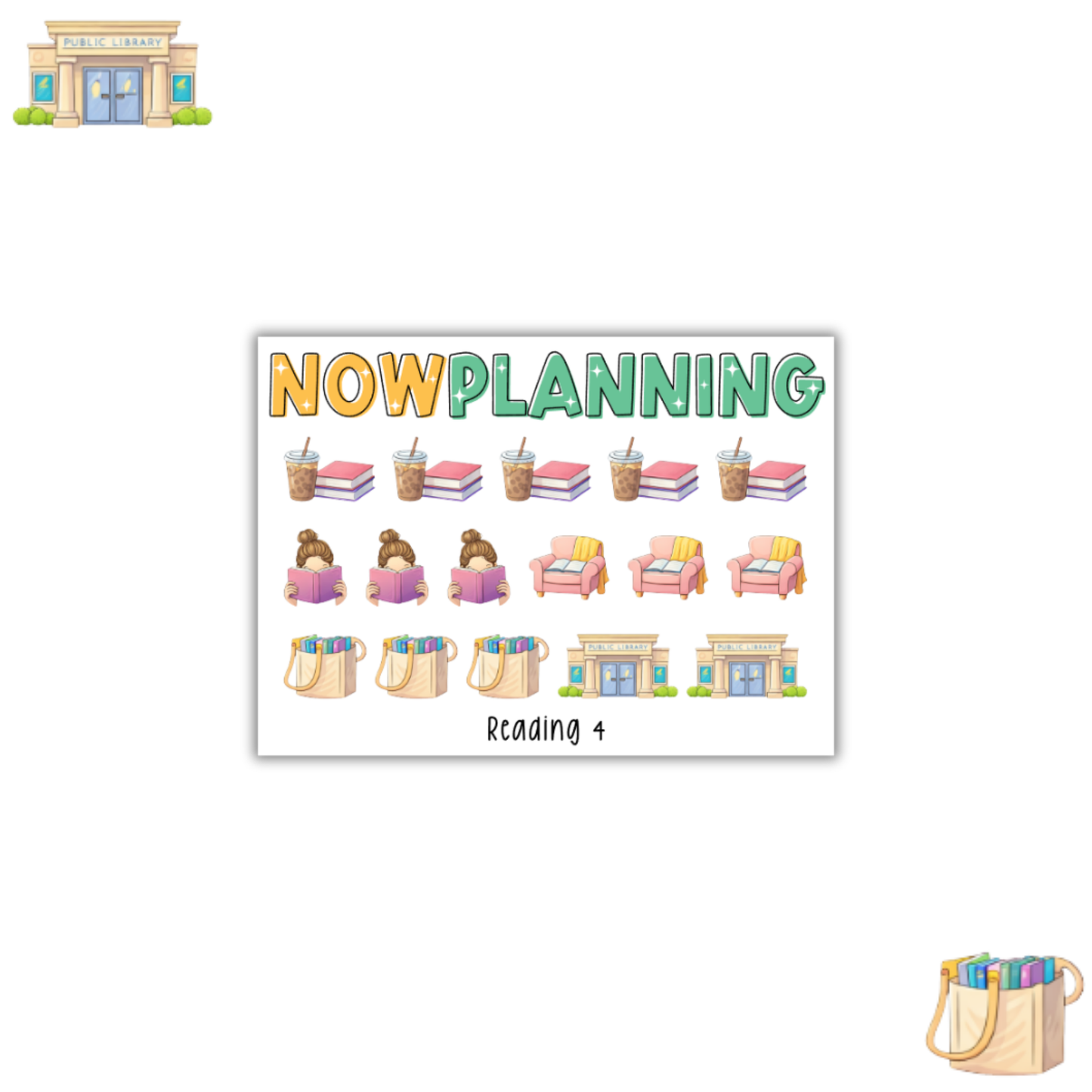 Mini Reading Icons Sticker Sheet | Journal Stickers, Planner Stickers, Scrapbook Stickers