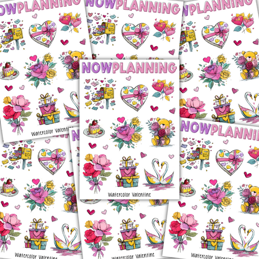 Watercolor Valentine Sticker Sheet | Valentine's Day Stickers |  Journal Stickers, Planner Stickers, Scrapbook Stickers