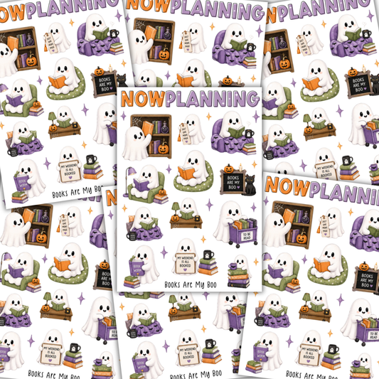 Books Are My Boo Sticker Sheet |  Halloween Planner Stickers | Cute Spooky Season Sticker Sheet