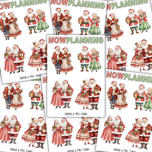 Santa & Mrs. Claus Sticker Sheet |  Christmas Stickers | Journal Stickers, Planner Stickers, Scrapbook Stickers