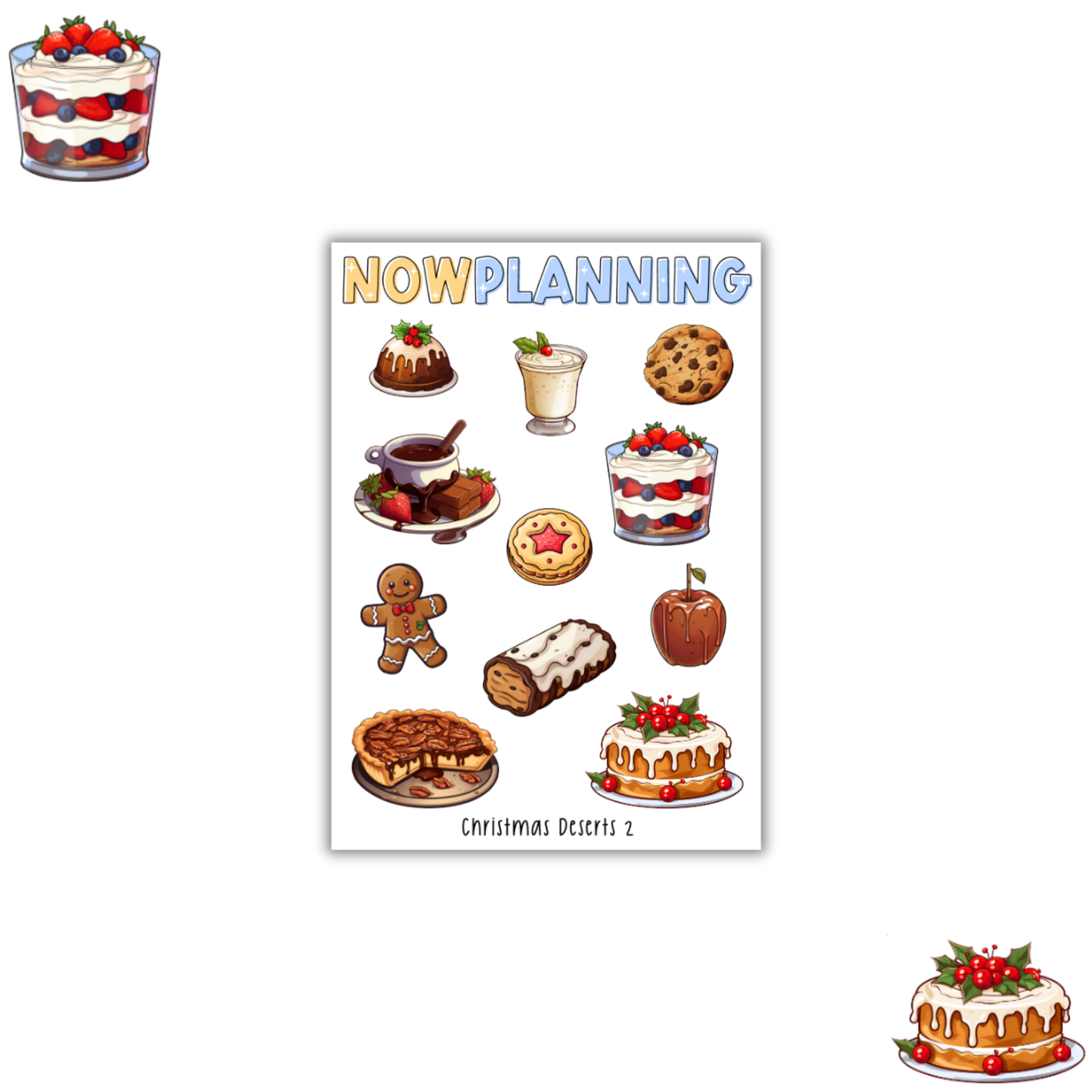 Christmas Desserts 2 Sticker Sheet |  Christmas Stickers | Journal Stickers, Planner Stickers, Scrapbook Stickers