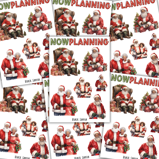 Black Santa Sticker Sheet |  Christmas Stickers | Journal Stickers, Planner Stickers, Scrapbook Stickers