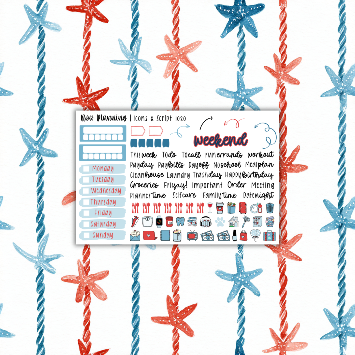 Coastal Weekly Planner Kit 1020 | Planner Stickers | Vertical Weekly Planner Kit
