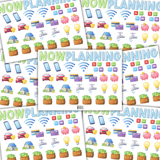 Mini Bills Icons Sticker Sheet | Journal Stickers, Planner Stickers, Scrapbook Stickers