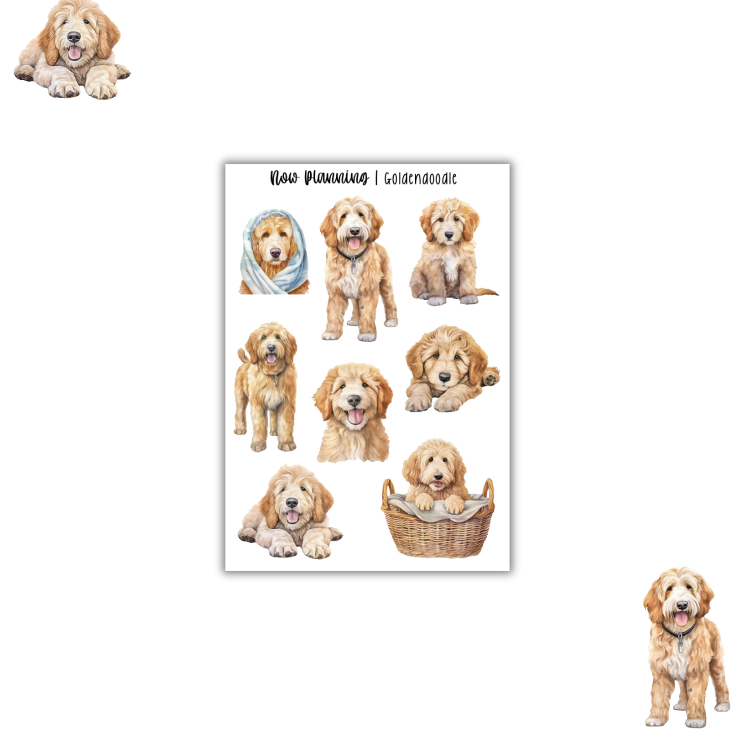 Goldendoodle Sticker Sheet |  Pet Stickers |  Journal Stickers, Planner Stickers, Scrapbook Stickers
