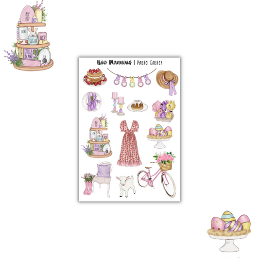 Pastel Easter Sticker Sheet |  Journal Stickers, Planner Stickers, Scrapbook Stickers