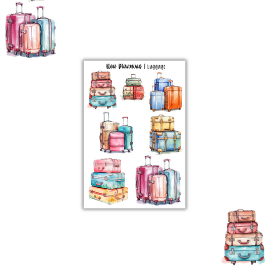 Luggage Sticker Sheet |  Journal Stickers, Planner Stickers, Scrapbook Stickers