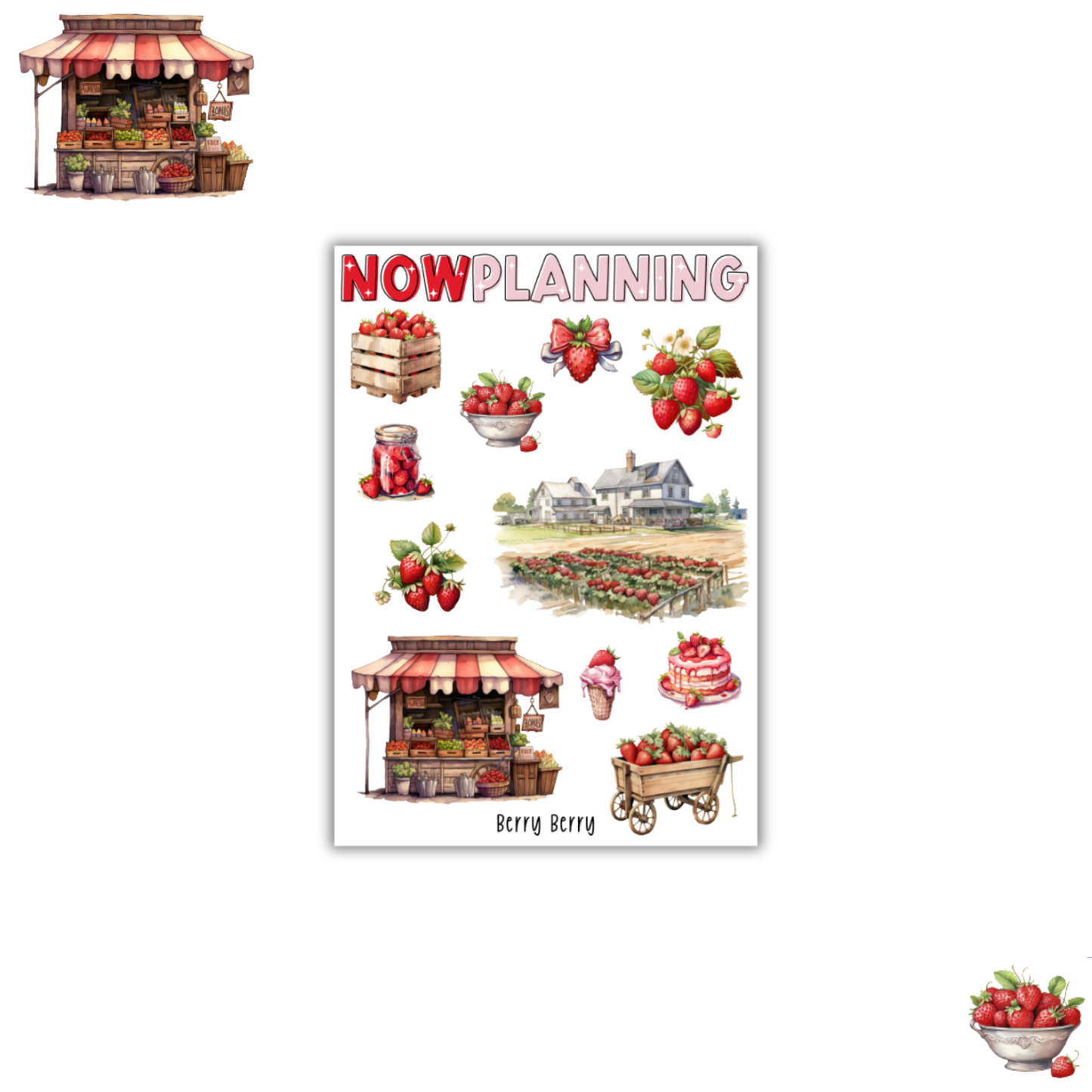 Berry Berry Sticker Sheet |  Spring Stickers | Journal Stickers, Planner Stickers, Scrapbook Stickers