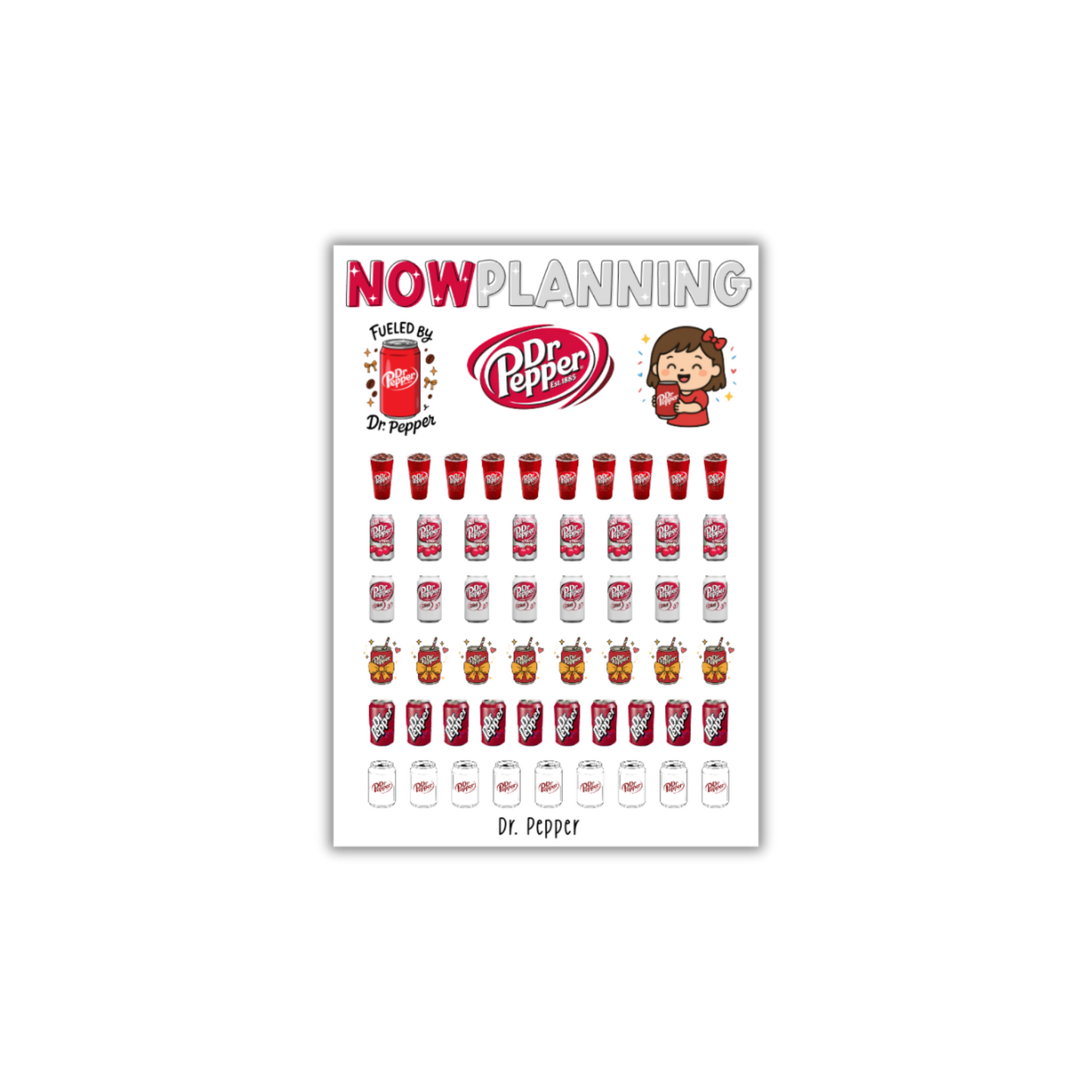 Dr. Pepper Sticker Sheet  |  Bullet Journal Stickers, Planner Stickers, Scrapbook Stickers