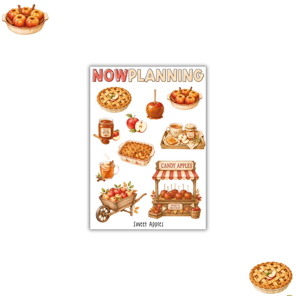 Sweet Apples Sticker Sheet |  Fall Planner Stickers | Fall Journaling Stickers
