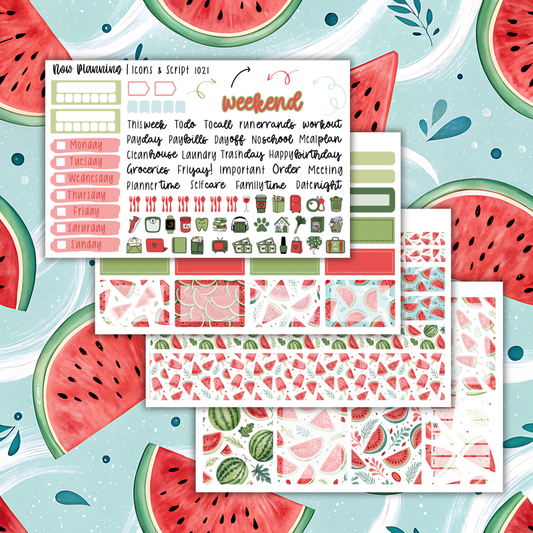 Watermelon Weekly Planner Kit 1021 | Planner Stickers | Vertical Weekly Planner Kit