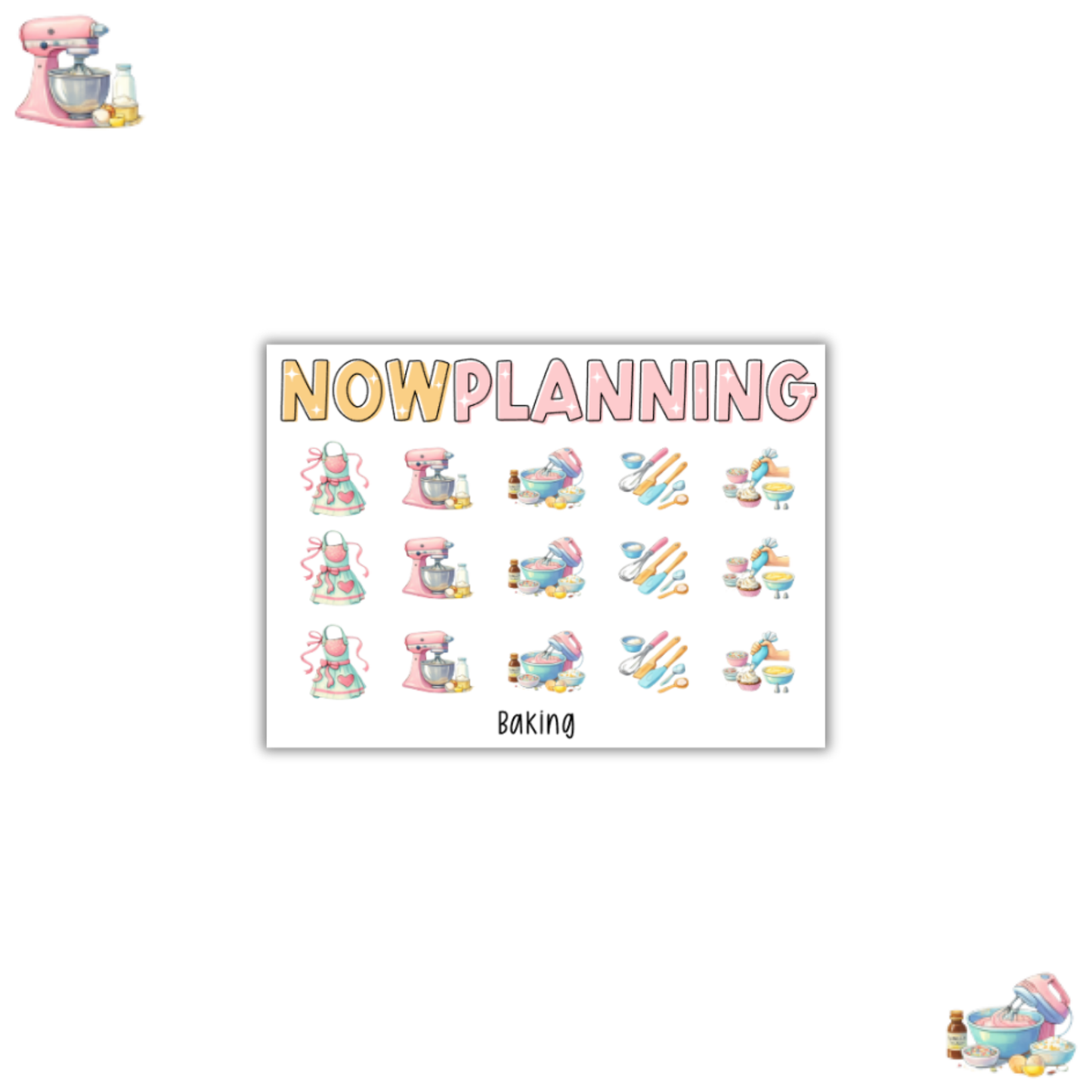 Mini Baking Icons Sticker Sheet | Journal Stickers, Planner Stickers, Scrapbook Stickers