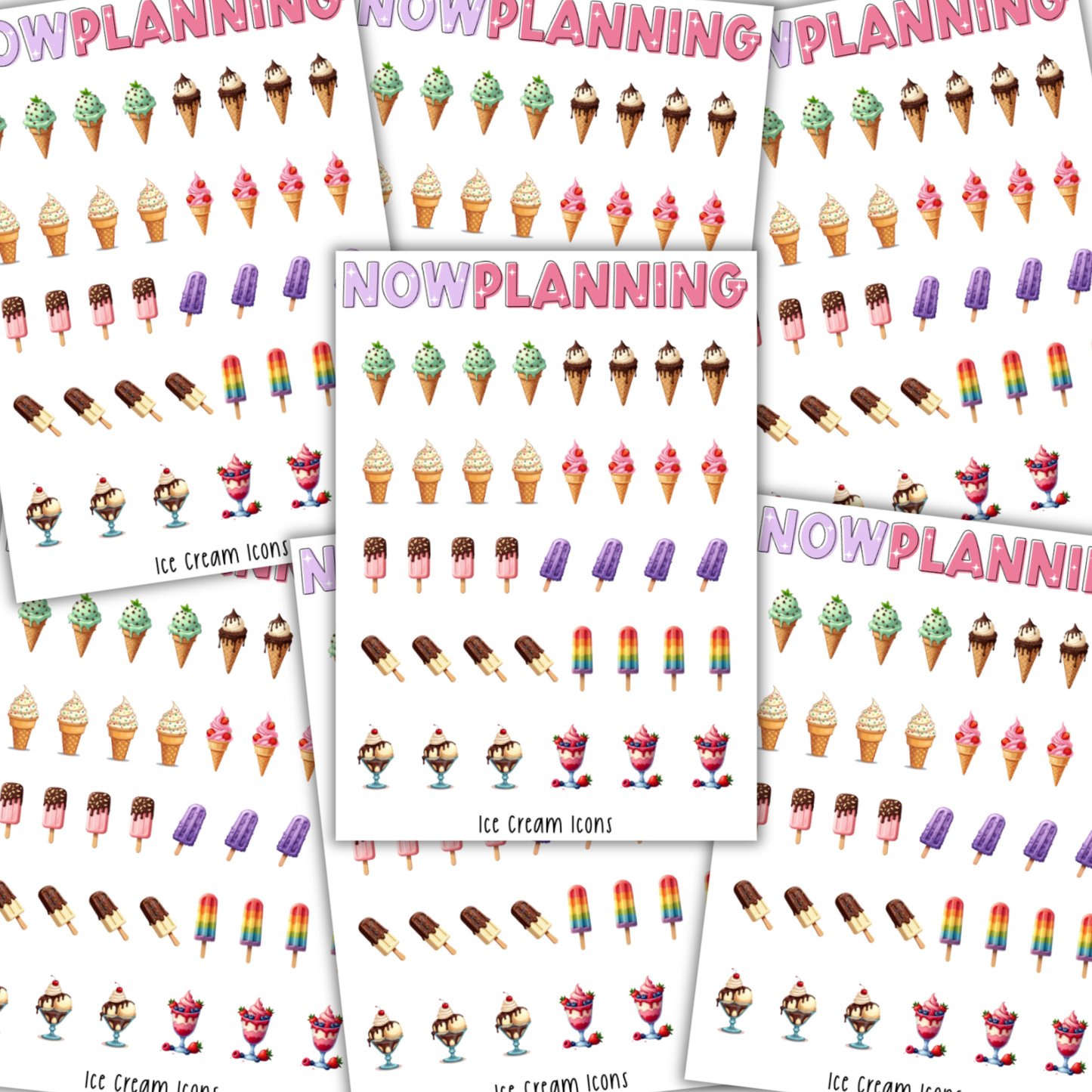 Ice Cream Sticker Sheet  |  Bullet Journal Stickers, Planner Stickers, Scrapbook Stickers