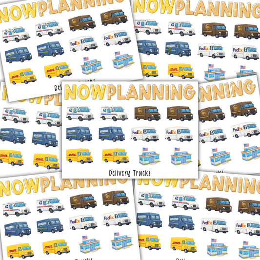 Mini Delivery Trucks Icons Sticker Sheet | Journal Stickers, Planner Stickers, Scrapbook Stickers