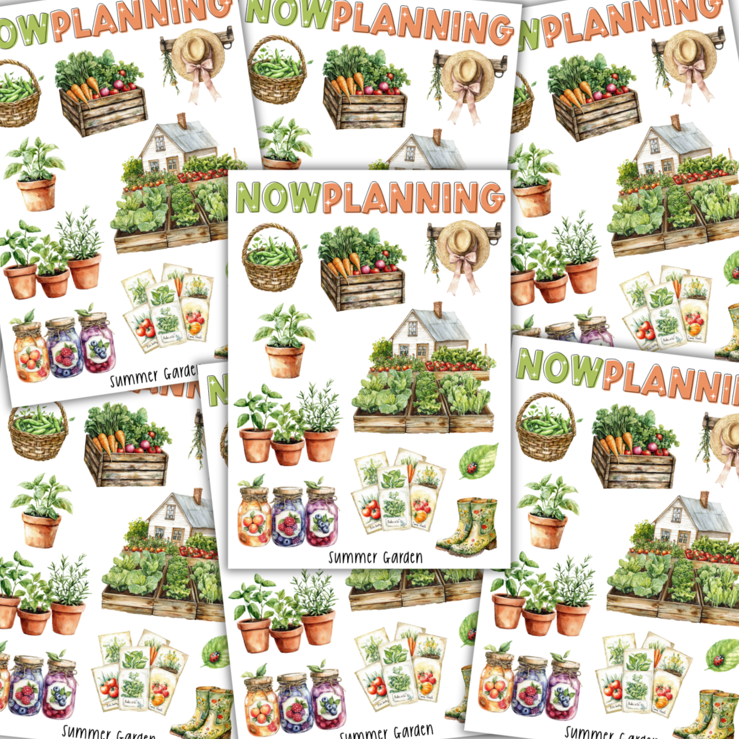 Summer Garden Sticker Sheet  |  Bullet Journal Stickers, Planner Stickers, Scrapbook Stickers