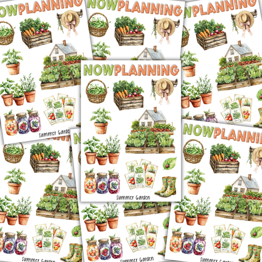 Summer Garden Sticker Sheet  |  Bullet Journal Stickers, Planner Stickers, Scrapbook Stickers