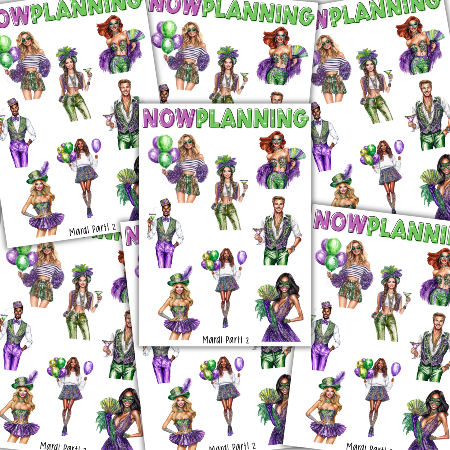 Mardi Parti Sticker Sheet |  Spring Stickers | Journal Stickers, Planner Stickers, Scrapbook Stickers