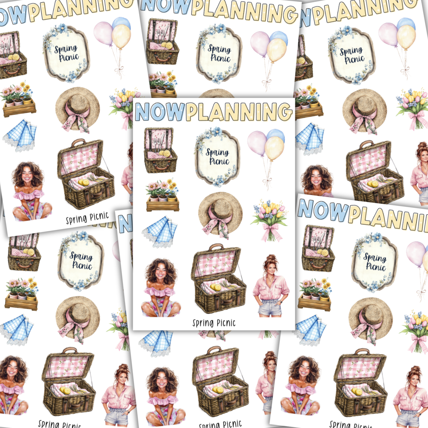 Spring Picnic Sticker Sheet |  Spring Stickers | Journal Stickers, Planner Stickers, Scrapbook Stickers