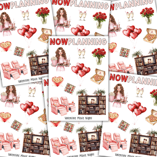 Valentine Movie Night Sticker Sheet | Valentine's Day Stickers |  Journal Stickers, Planner Stickers, Scrapbook Stickers