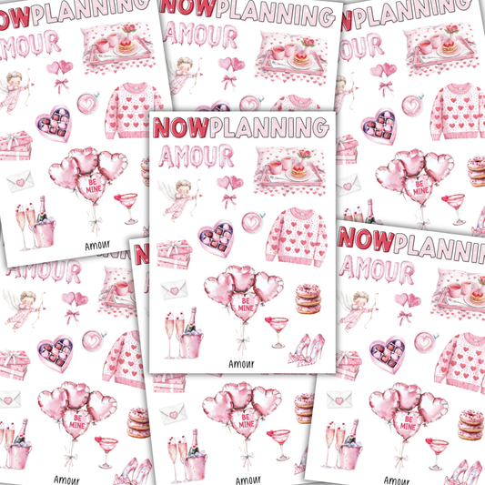 Amour Sticker Sheet | Valentine's Day Stickers |  Journal Stickers, Planner Stickers, Scrapbook Stickers