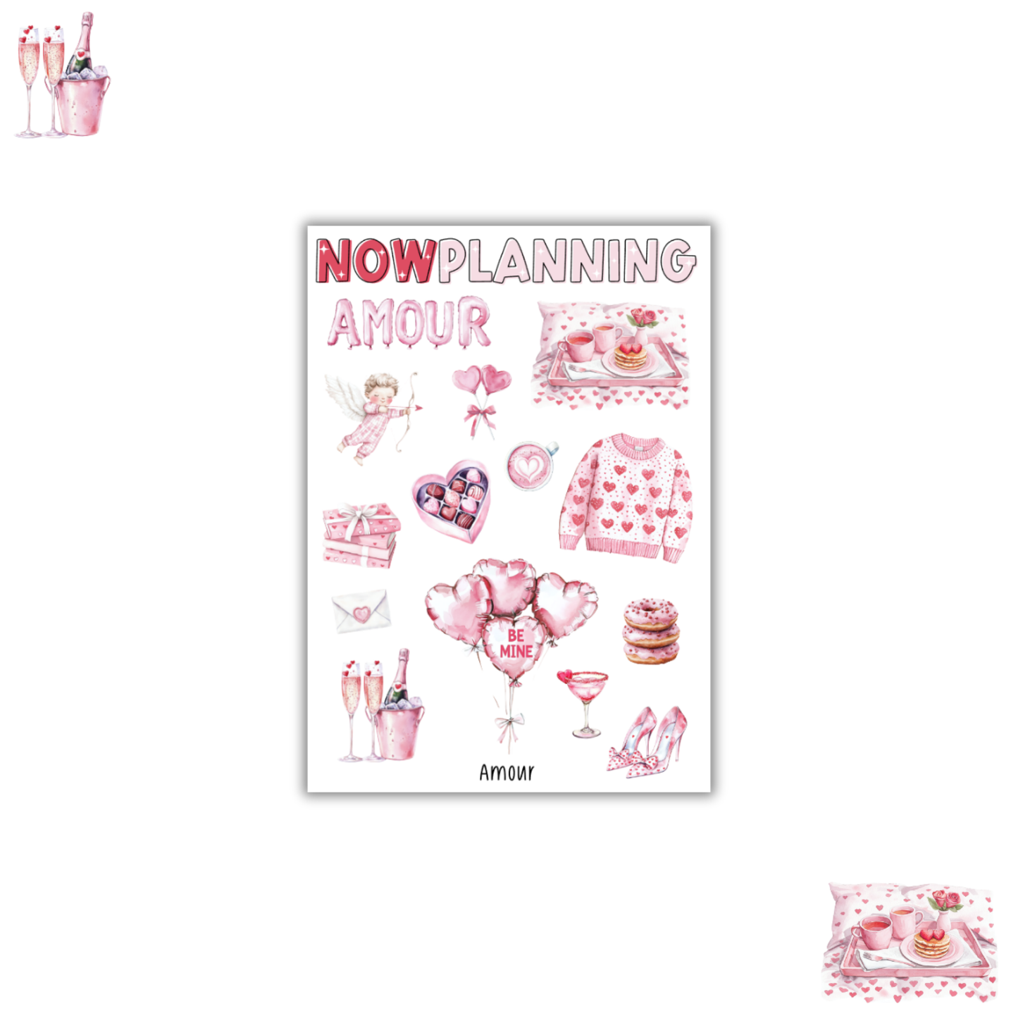 Amour Sticker Sheet | Valentine's Day Stickers |  Journal Stickers, Planner Stickers, Scrapbook Stickers