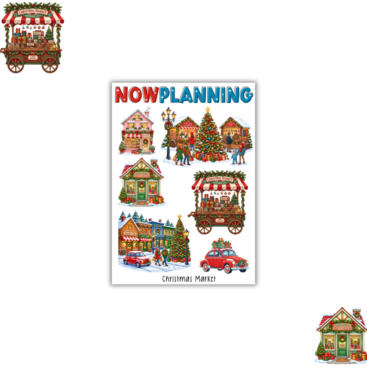 Christmas Market Sticker Sheet |  Christmas Stickers | Journal Stickers, Planner Stickers, Scrapbook Stickers