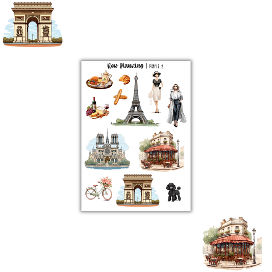 Paris 2 Sticker Sheet |  Journal Stickers, Planner Stickers, Scrapbook Stickers