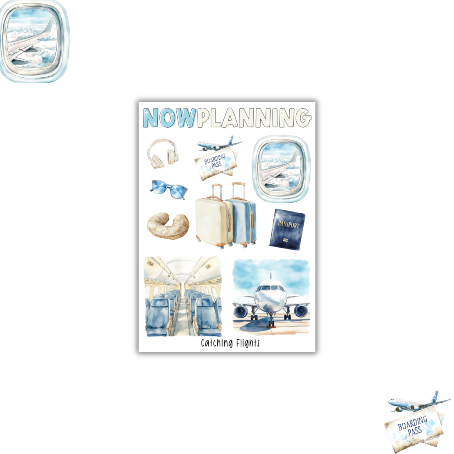 Catching Flights Sticker Sheet |  Travel Stickers | Journal Stickers, Planner Stickers, Scrapbook Stickers