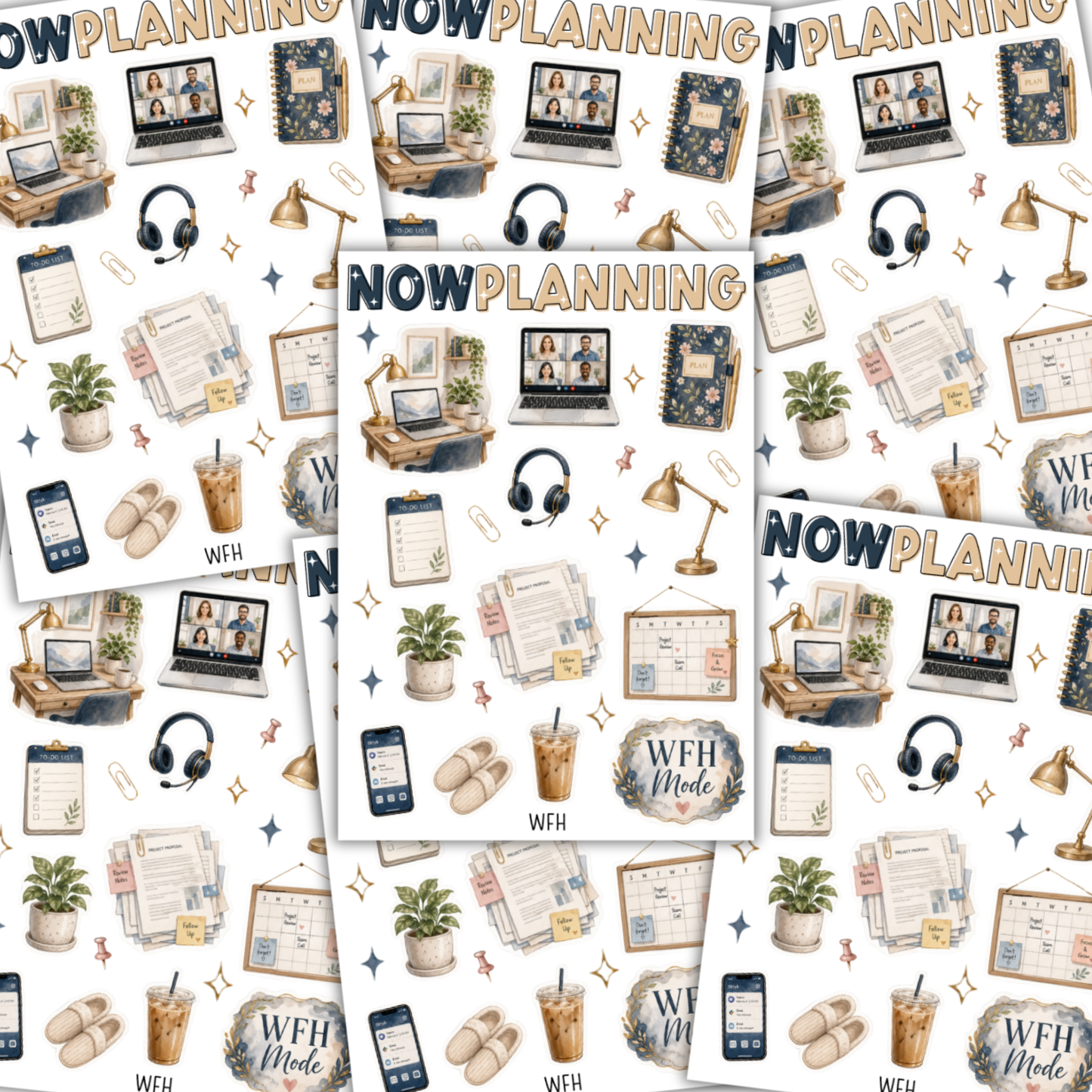 Work From Home Sticker Sheet  |  Bullet Journal Stickers, Planner Stickers, Scrapbook Stickers