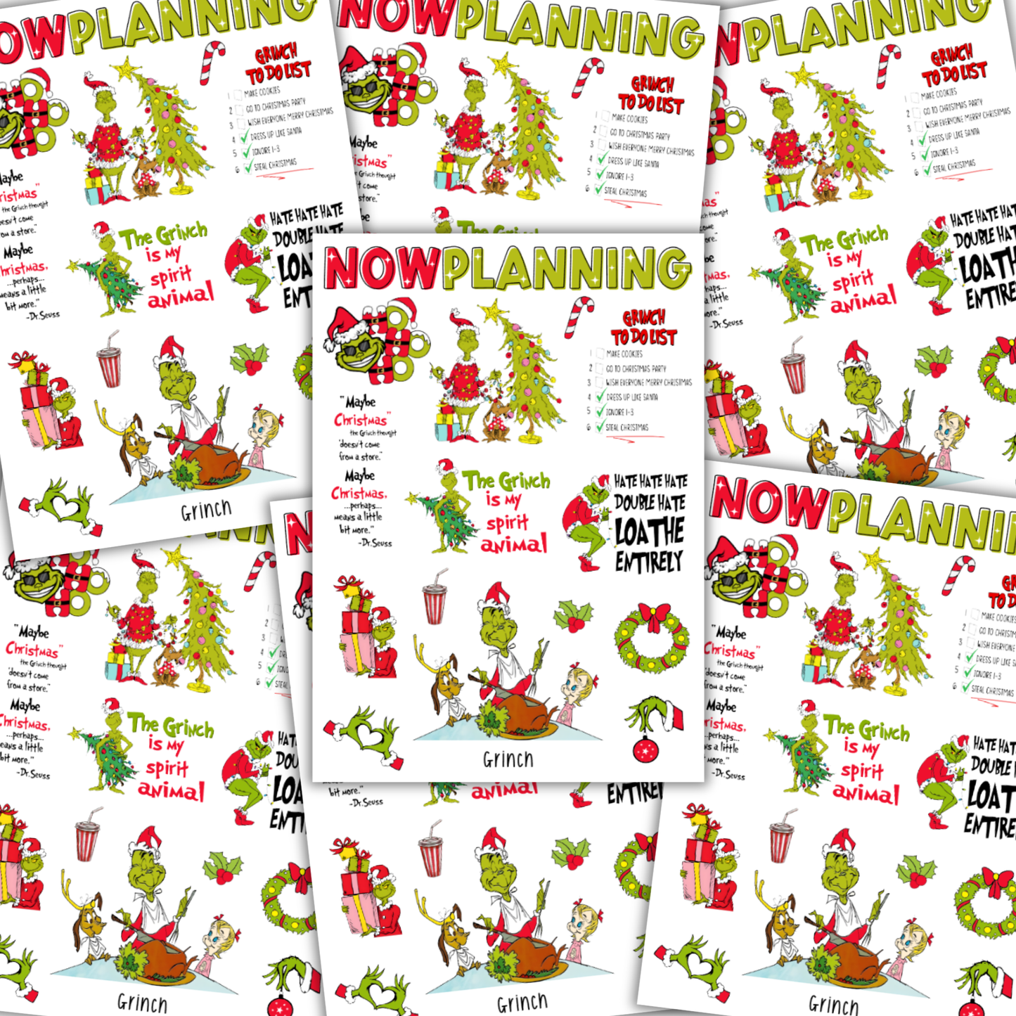 Grinch Sticker Sheet |  Christmas Stickers | Journal Stickers, Planner Stickers, Scrapbook Stickers