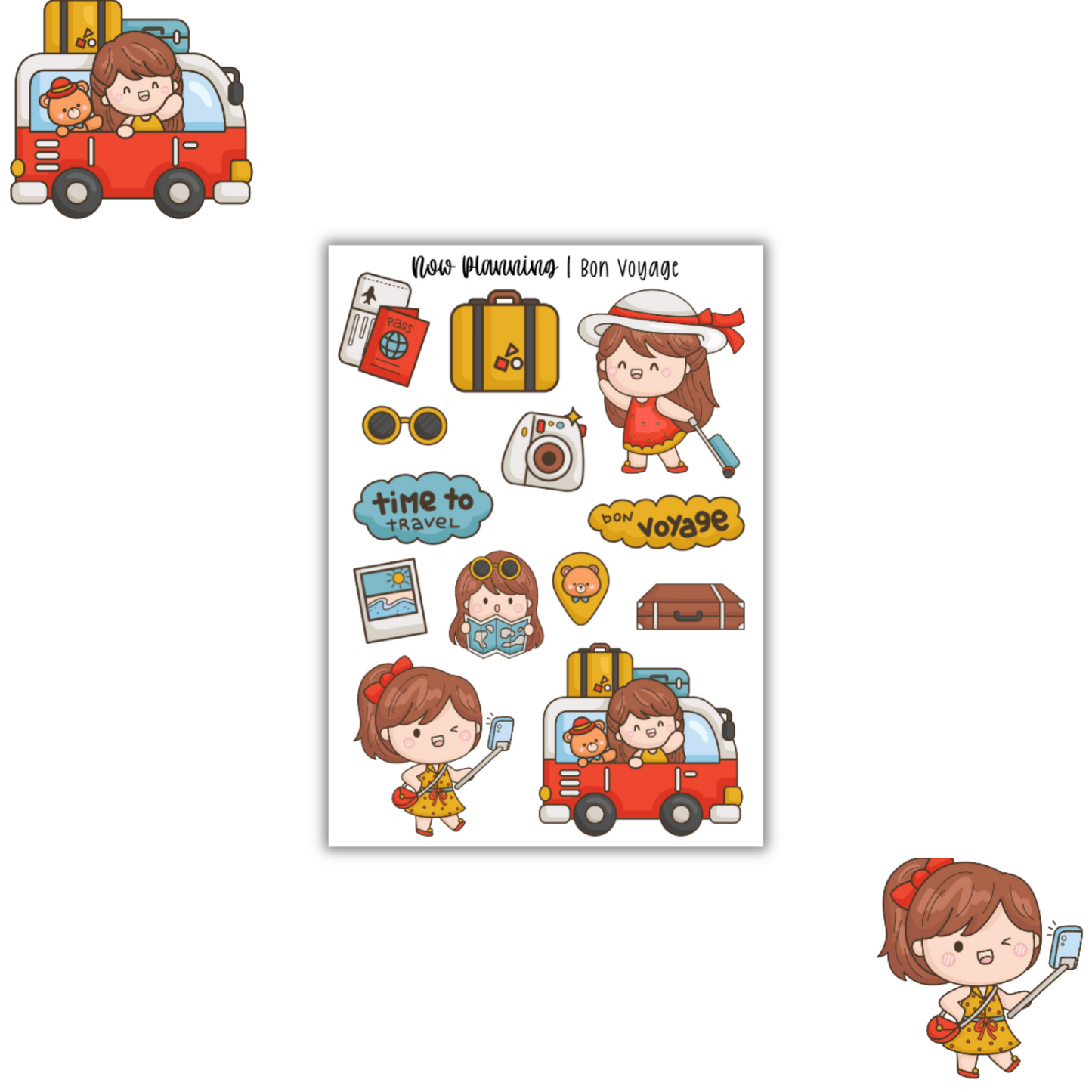 Bon Voyage Sticker Sheet |  Journal Stickers, Planner Stickers, Scrapbook Stickers