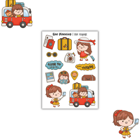 Bon Voyage Sticker Sheet |  Journal Stickers, Planner Stickers, Scrapbook Stickers