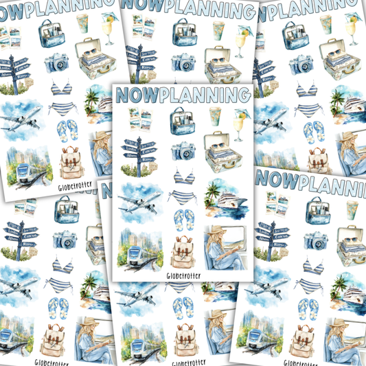 Globetrotter Sticker Sheet |  Travel Stickers | Journal Stickers, Planner Stickers, Scrapbook Stickers