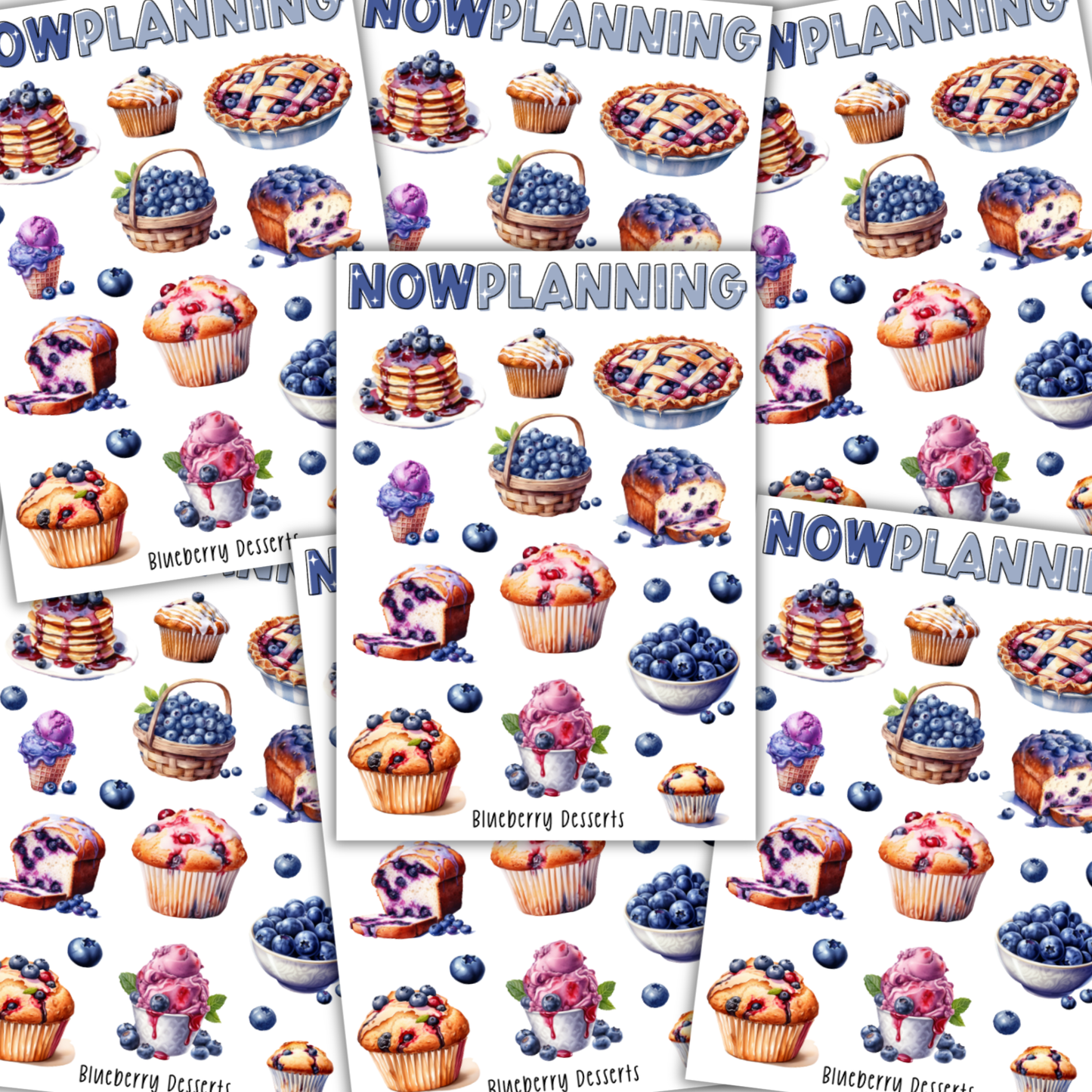 Blueberry Desserts Sticker Sheet  |  Bullet Journal Stickers, Planner Stickers, Scrapbook Stickers