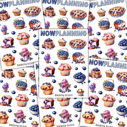 Blueberry Desserts Sticker Sheet  |  Bullet Journal Stickers, Planner Stickers, Scrapbook Stickers