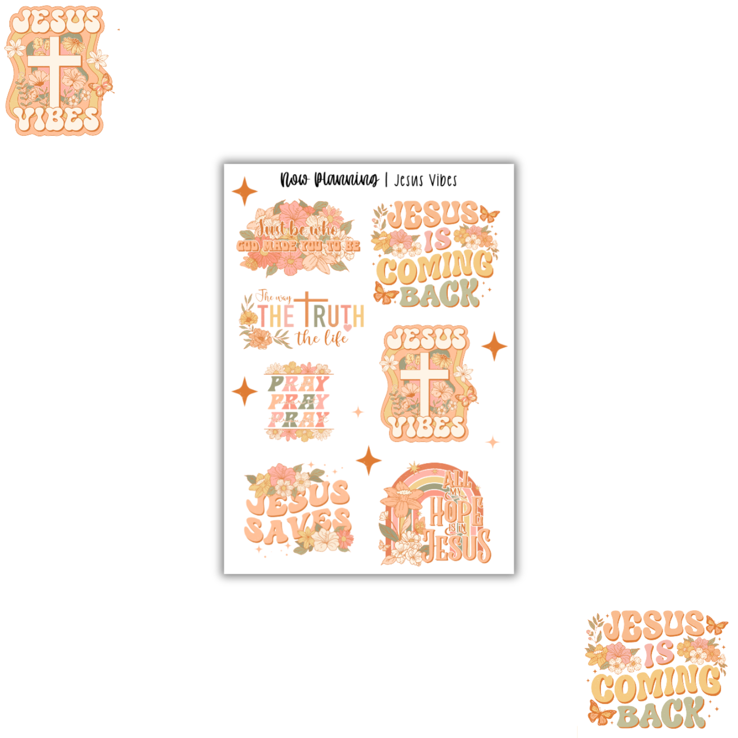 Jesus Vibes Sticker Sheet | Faith Stickers |  Journal Stickers, Planner Stickers, Scrapbook Stickers