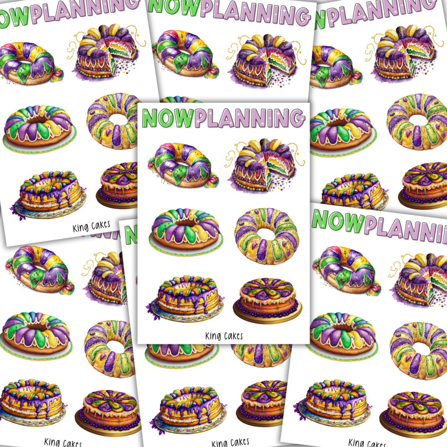 King Cakes Sticker Sheet |  Spring Stickers | Journal Stickers, Planner Stickers, Scrapbook Stickers