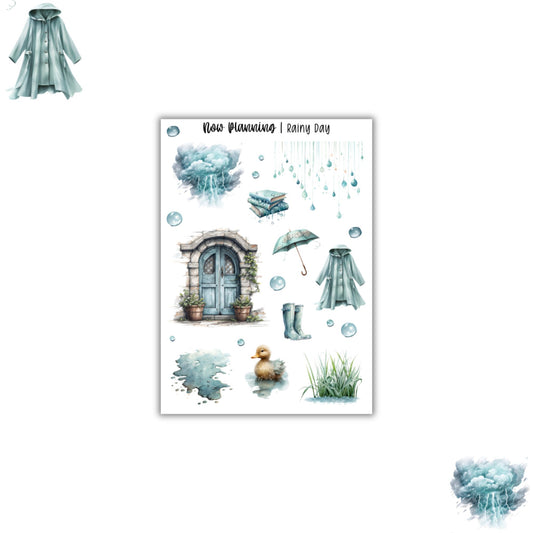 Rainy Day Sticker Sheet |  Spring Stickers | Journal Stickers, Planner Stickers, Scrapbook Stickers