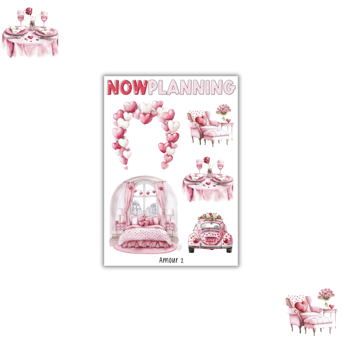 Amour Sticker Sheet | Valentine's Day Stickers |  Journal Stickers, Planner Stickers, Scrapbook Stickers