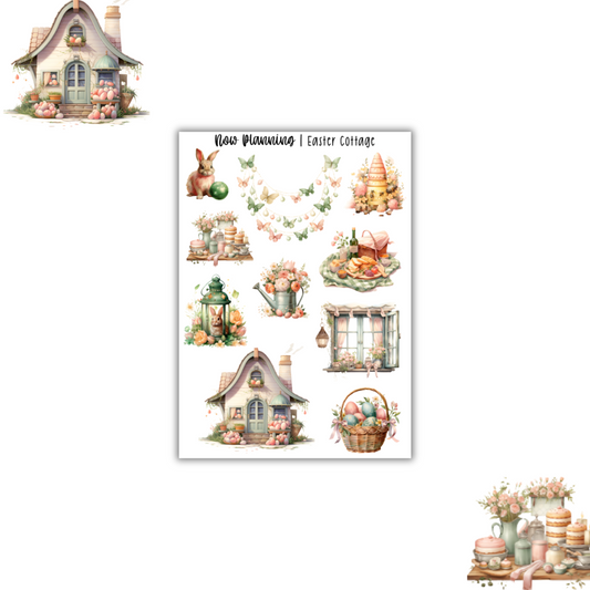 Easter Cottage Sticker Sheet |  Journal Stickers, Planner Stickers, Scrapbook Stickers