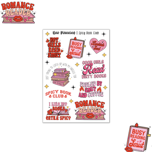 Spicy Book Club Sticker Sheet | Valentine's Day Stickers |  Journal Stickers, Planner Stickers, Scrapbook Stickers