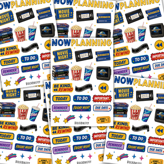Blockbuster Sticker Sheet  |  Bullet Journal Stickers, Planner Stickers, Scrapbook Stickers