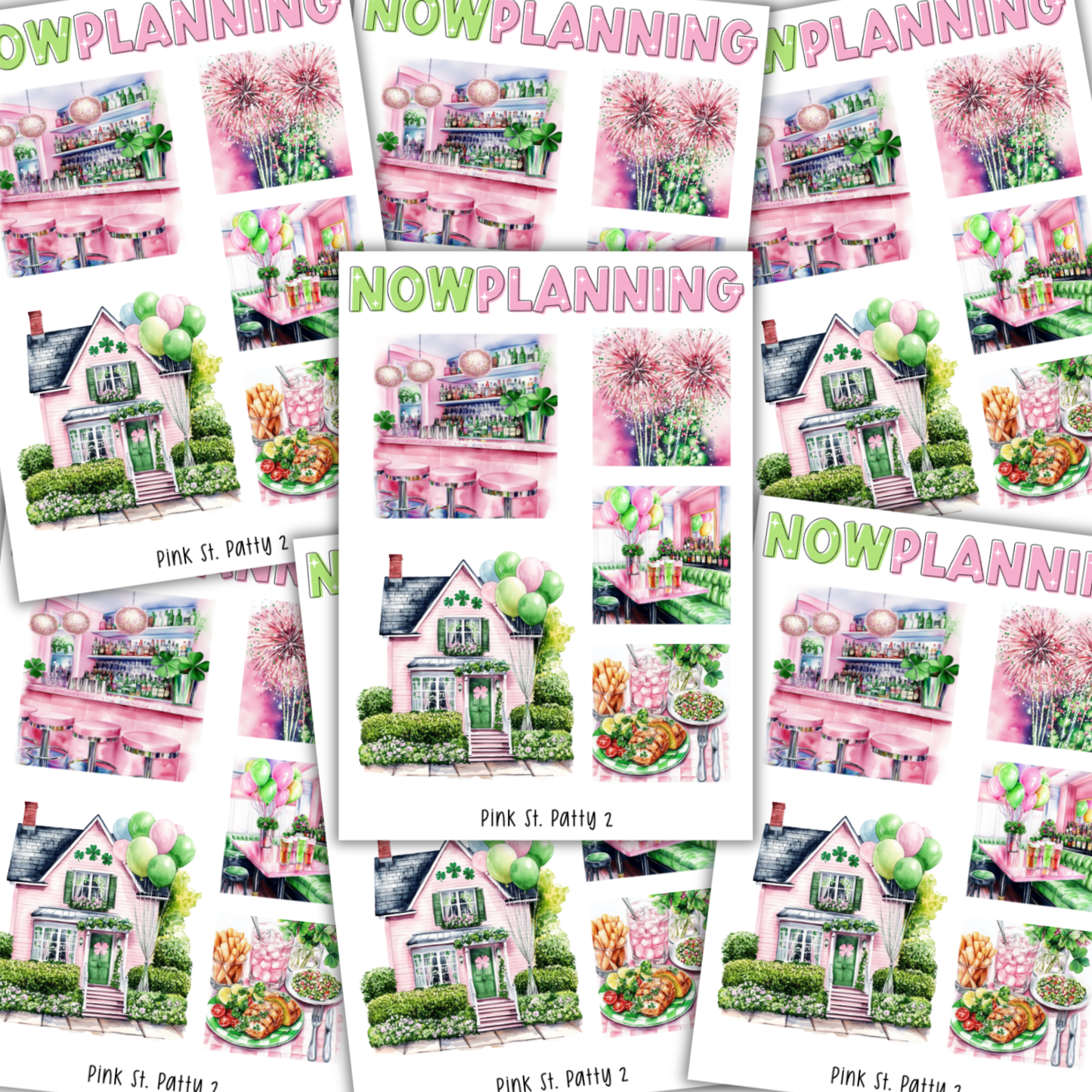 Pink St. Patty Sticker Sheet |  Spring Stickers | Journal Stickers, Planner Stickers, Scrapbook Stickers