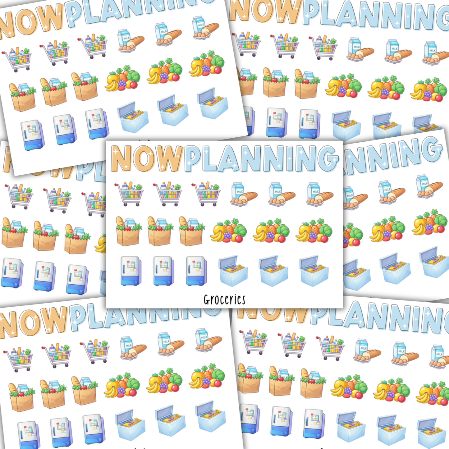 Mini Groceries Icons Sticker Sheet | Journal Stickers, Planner Stickers, Scrapbook Stickers