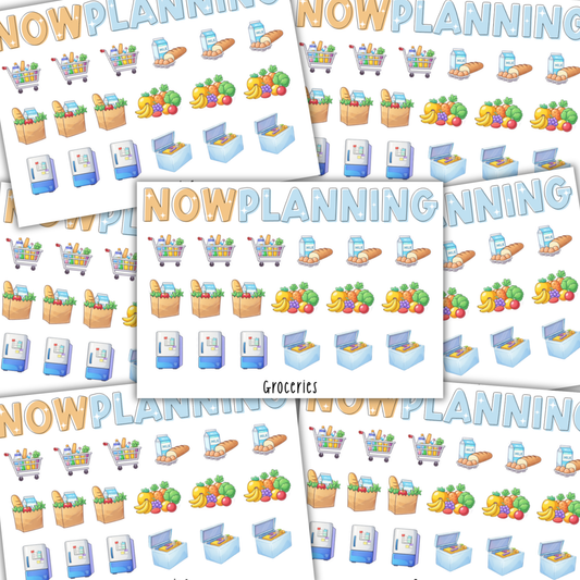 Mini Groceries Icons Sticker Sheet | Journal Stickers, Planner Stickers, Scrapbook Stickers