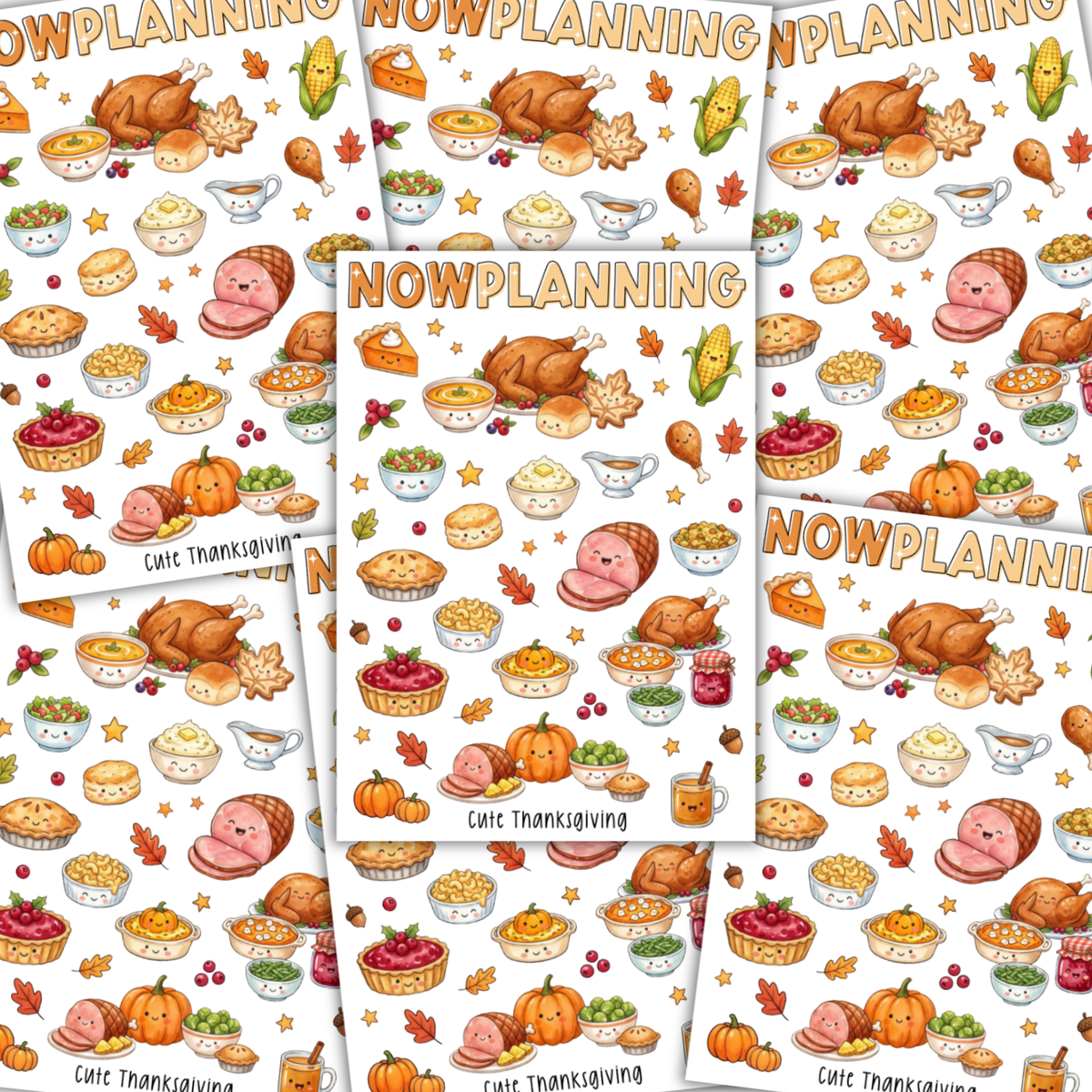 Cute Thanksgiving Sticker Sheet | Journal Stickers, Planner Stickers, Scrapbook Stickers