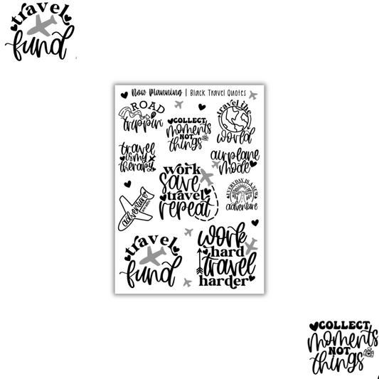 Travel Quotes Sticker Sheet |  Journal Stickers, Planner Stickers, Scrapbook Stickers