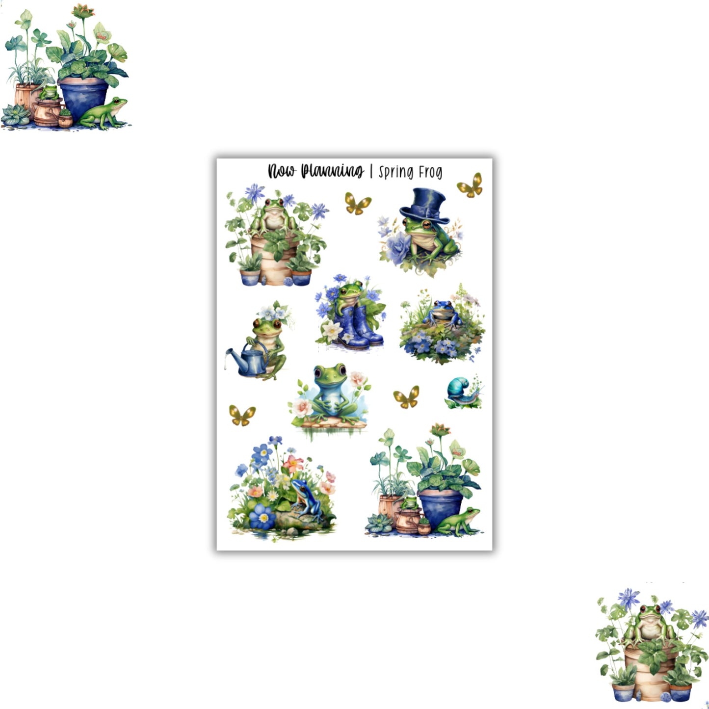 Spring Frog Sticker Sheet |  Spring Stickers | Journal Stickers, Planner Stickers, Scrapbook Stickers